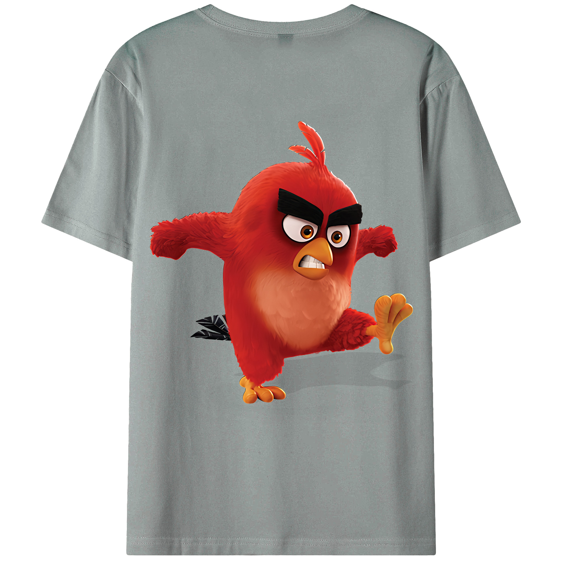 （画像用） Angry Birds アングリーバード 綿100％ メンズ半袖Tシャツ（バックプリント） 通気性
